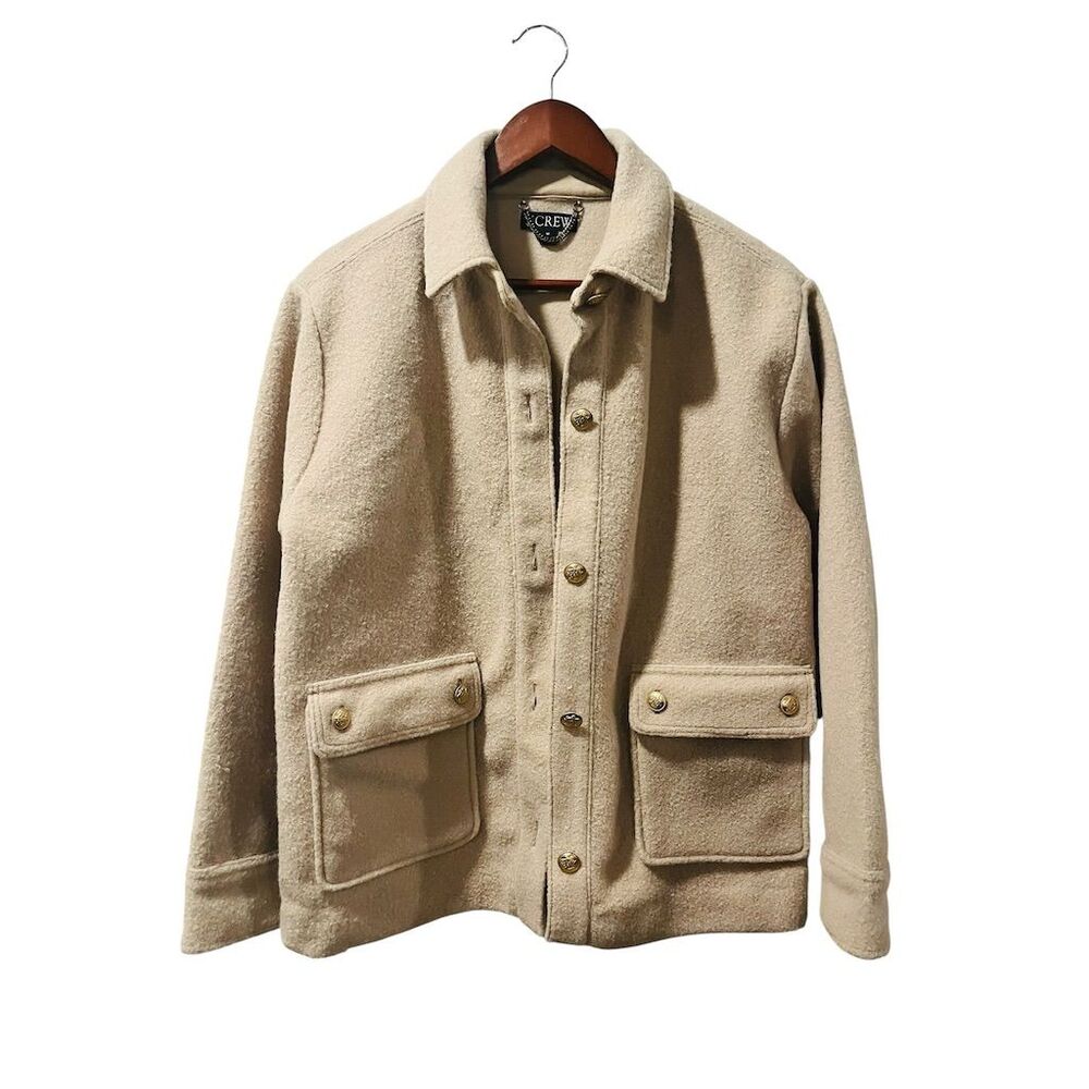 J.Crew Women's Bouclé Shirt-Jacket Beige‎ Size M Casual Style